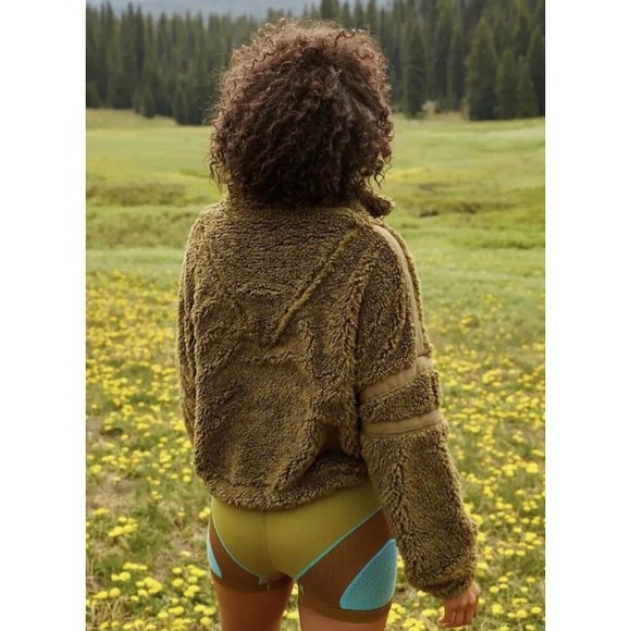 Free People Movement Women's Army Green Nantucket Fleece Plush Relaxed Slouchy L - Picture 2 of 13